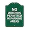 Signmission No Loitering Permitted in Parking Areas, Green & White Aluminum Sign, 18" x 24", GW-1824-23842 A-DES-GW-1824-23842 - alternate 1